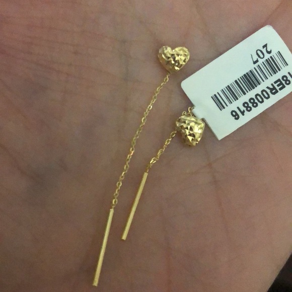 18K Saudi Gold Slider/dangling Earrings - Picture 4 of 5